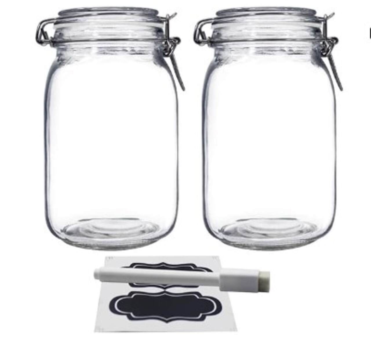 Glass Jars with Clamp Airtight Lids and Silicone Gaskets for 48oz Food Storage Canisters for Multi-Purpose Kitchen Containers